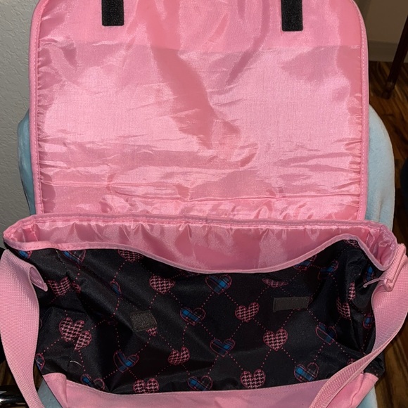 Kids Pink, Black, and Blue Heart Pattern Satchel / Cross Body Bag - Picture 3 of 5